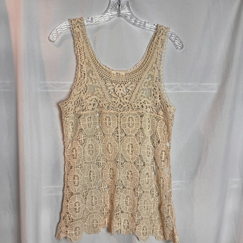 Women's ivory Crochet Sleeveless Pins & Needles Tank top Size S